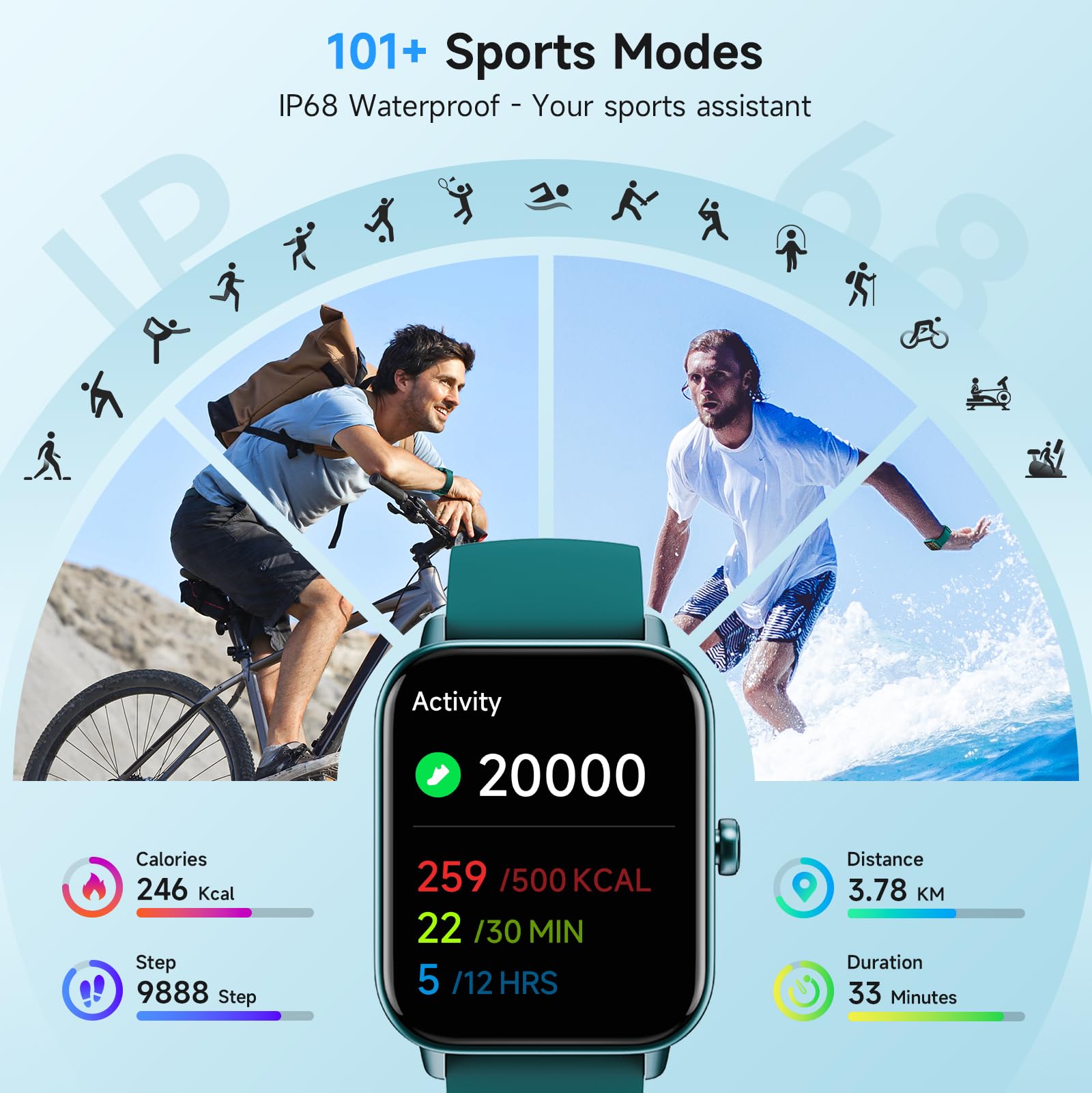 Smart Watch For Women Android Iphone, Alexa Built-In, 1.8 '' Smartwatch With Heart Rate/Spo2/Sleep Monitor, Ip68 Waterproof Acti